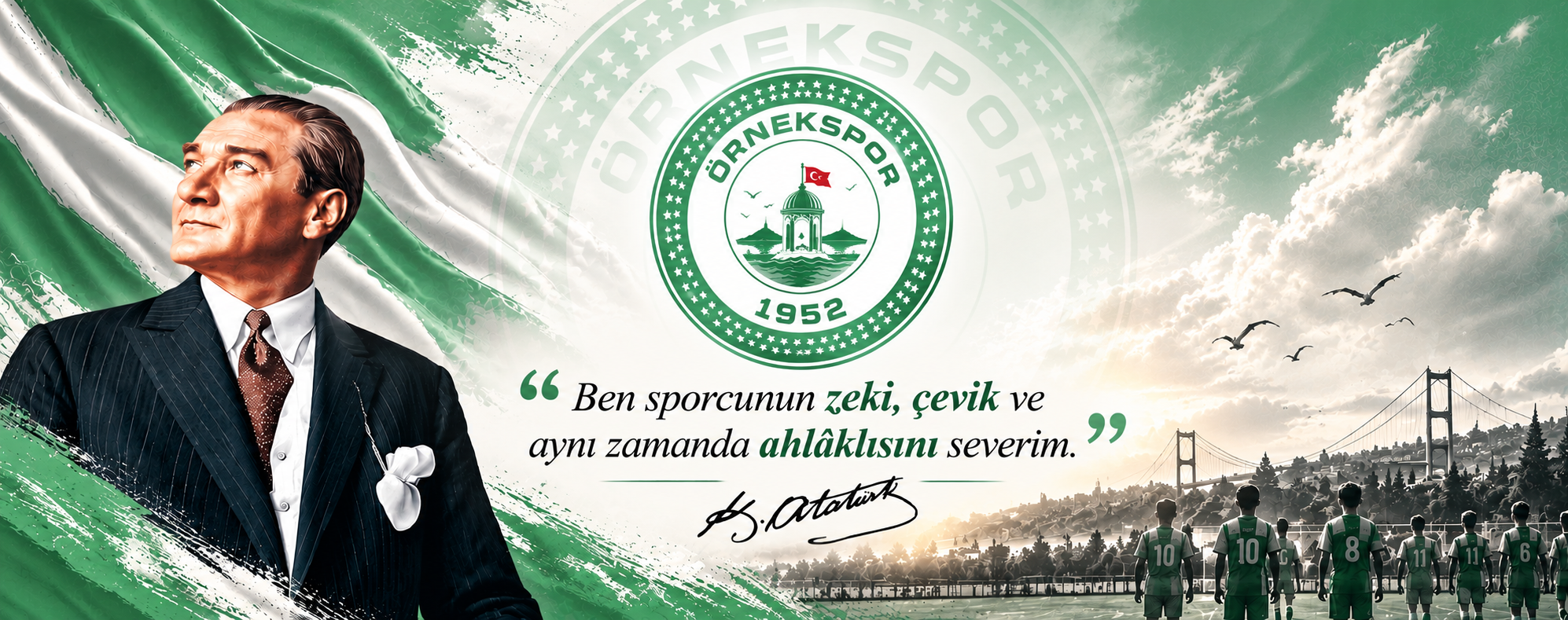 Örnekspor arması, Atatürk ve futbolcuların yer aldığı kulüp görseli